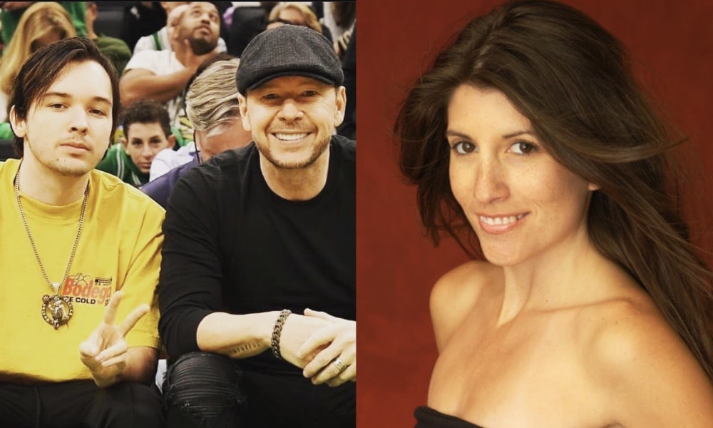 On the left is a photo of American singer and actress Donnie Wahlberg (father) and Elijah (brother), and on the right is actress Kimberly Fay (mother)